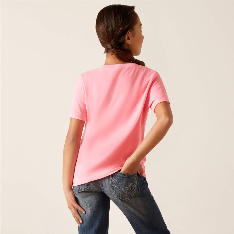 Ariat Girl's Rainbow Script T-Shirt - Neon Pink Heather