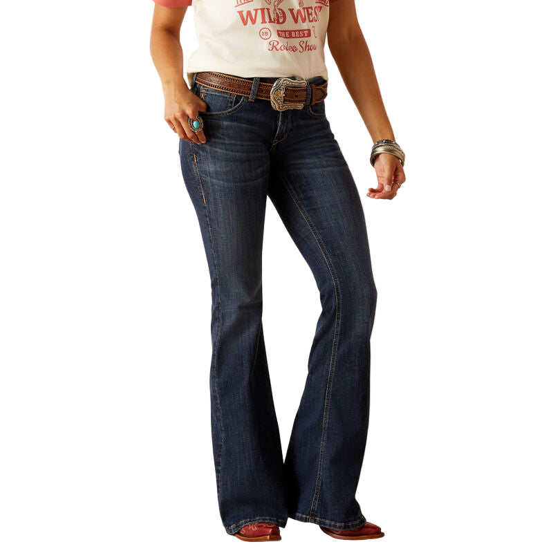 Woen's Ariat High-Rise Jazine Kick Flare in Black | Zappos.co