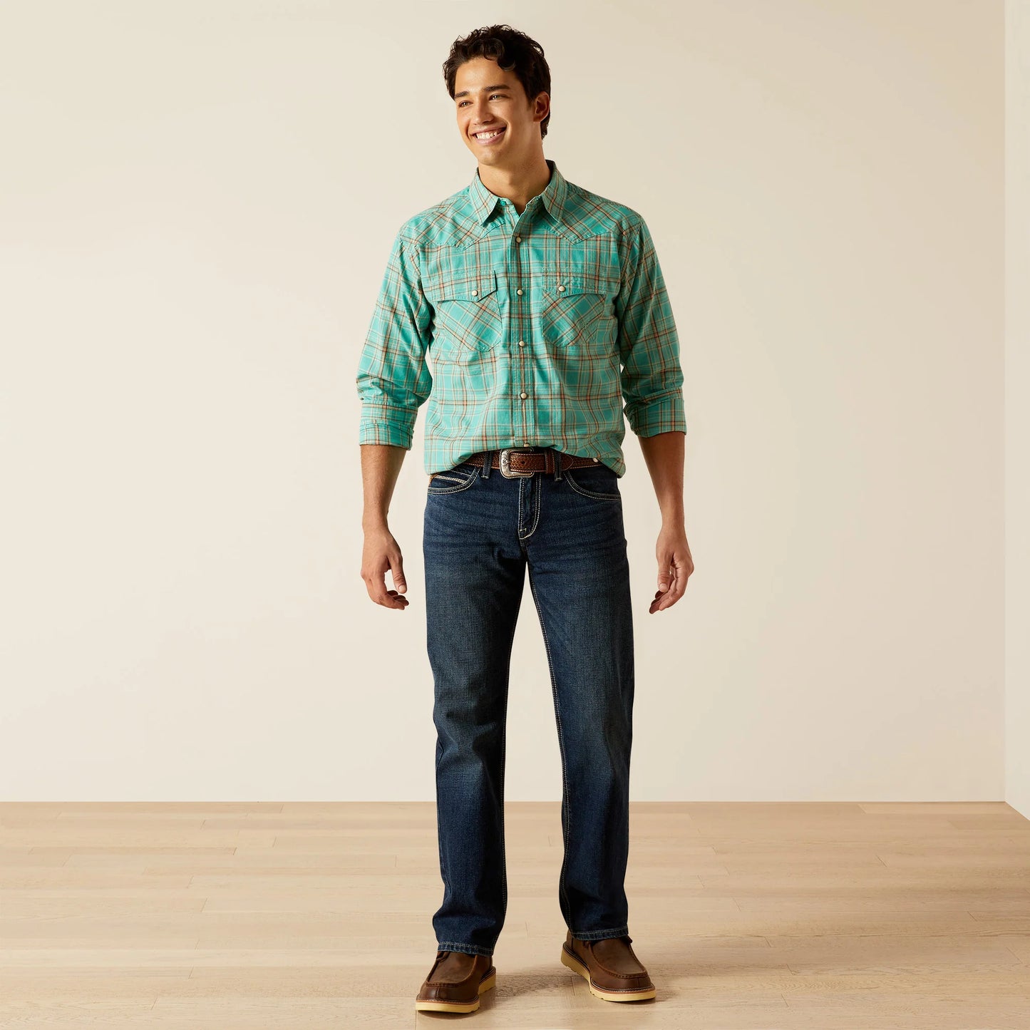 Ariat Men's Hudsyn Retro Snap Shirt - Blue Turquoise