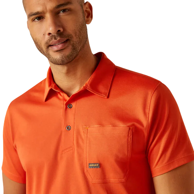 Ariat Men's Rebar Foreman Polo Shirt - Orange Rust