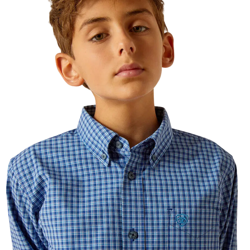 Ariat Boy's Pro Perrin Long Sleeve Shirt - Blue