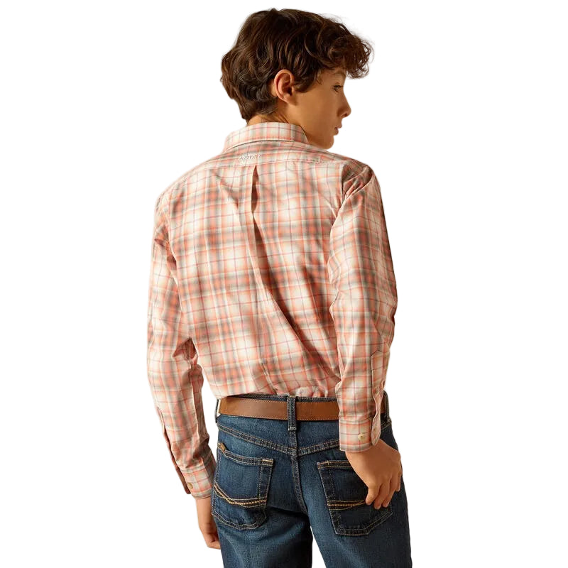 Ariat Boy's Pro Knox Classic Fit Long Sleeve Shirt - Coral