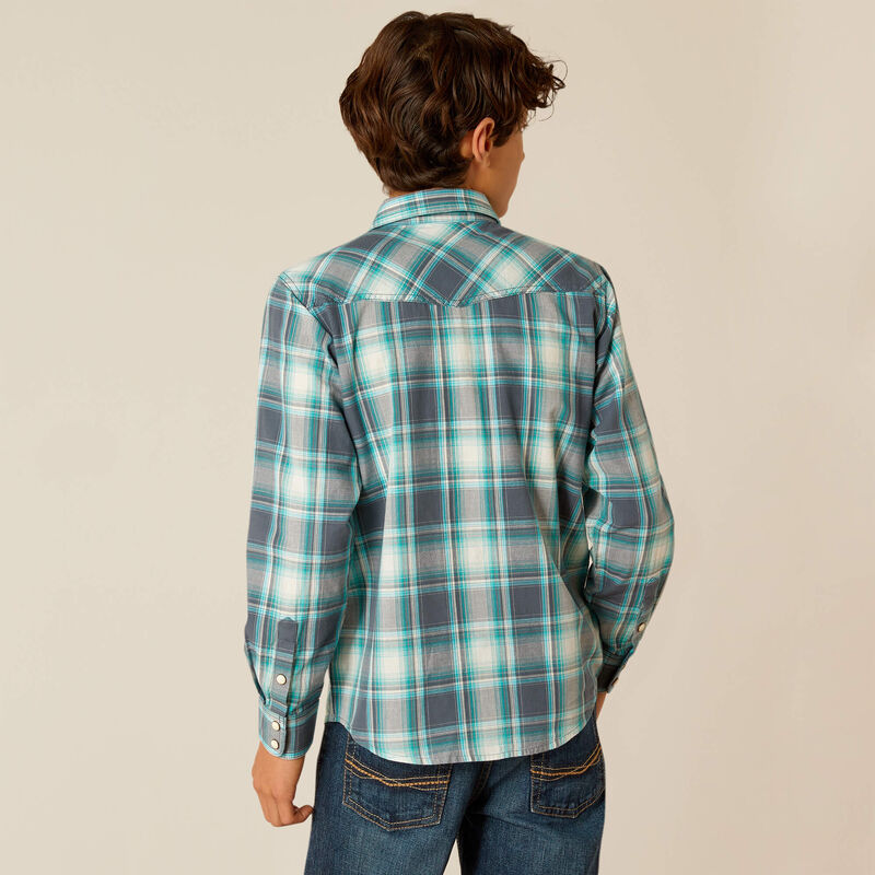 Ariat Boy's Harrington Retro Snap Long Sleeve Shirt - Egret