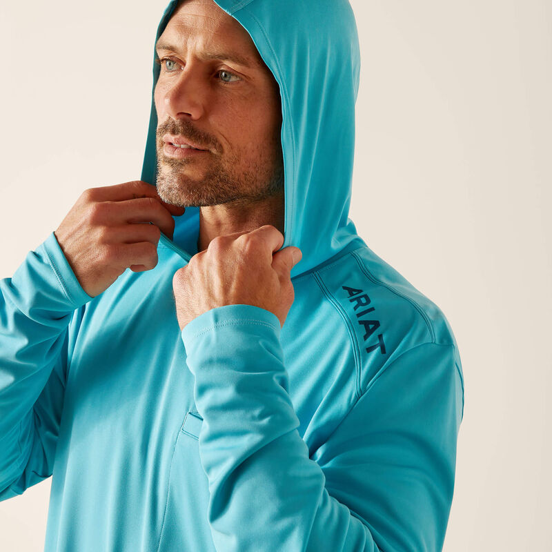 Ariat Men's Rebar Sunblocker Hooded T-Shirt - Maui Blue