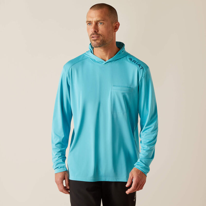Ariat Men's Rebar Sunblocker Hooded T-Shirt - Maui Blue
