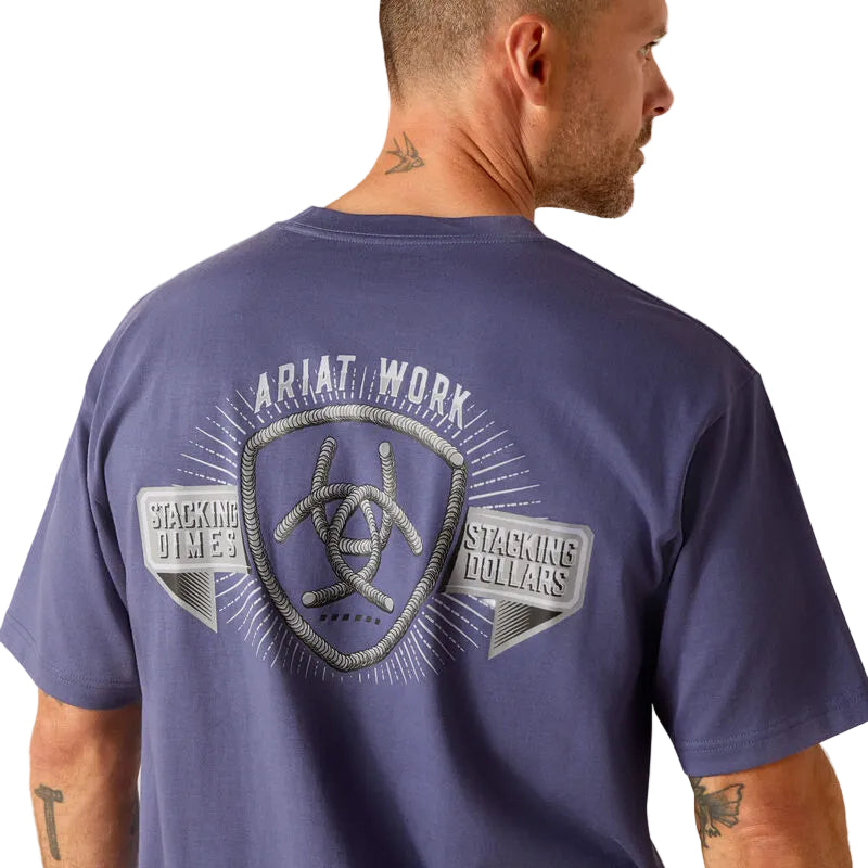 Ariat Men's Rebar Cotton Strong Stacking Dimes Shirt - Blue Indigo