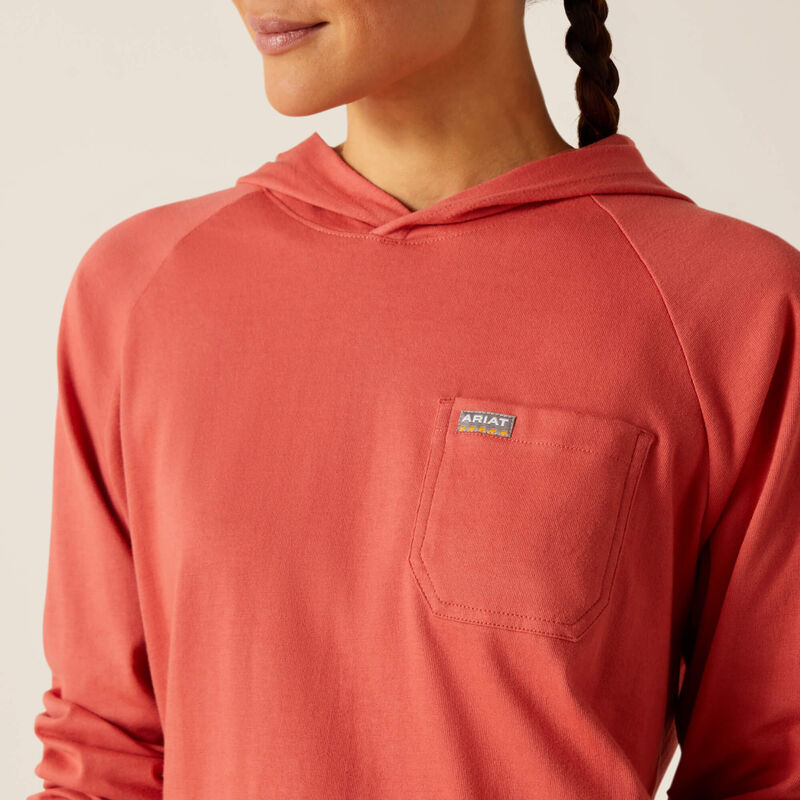 Ariat Women's Rebar Cotton Strong Hooded T-Shirt - Mineral Red
