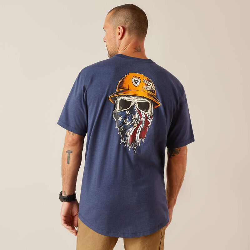 Ariat Men's Rebar Workmen Born For This T-Shirt - Navy Heather/USA