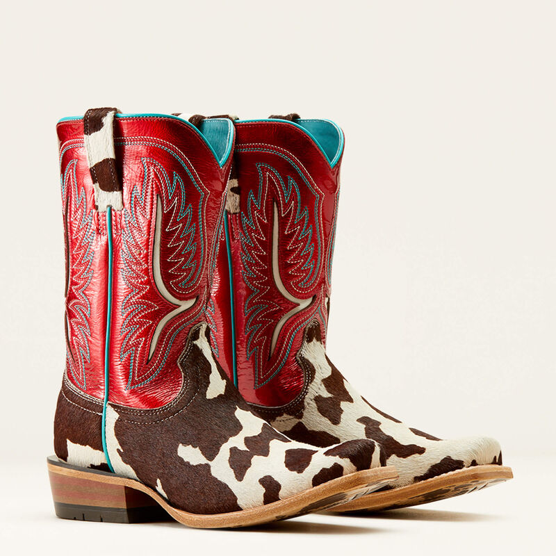 Ariat Women's Futurity Colt Western Boots - Cowtown Hair On/Ruby Red Patent