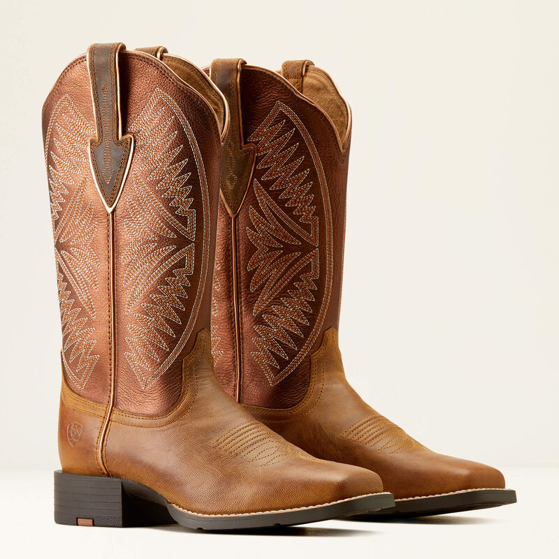 Ariat Women's Round Up Ruidoso Western Boots - Pearl/Burnished Chestnut