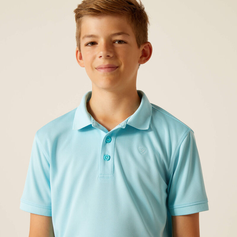 Ariat Boy's Tek Polo Short Sleeve Shirt - Aqua