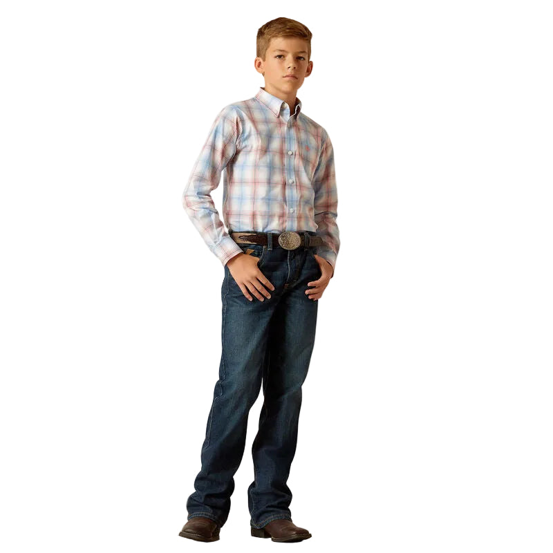 Ariat Boy's Pro Joshua Long Sleeve Shirt - Ceramic Teal - Irvine Tack & Western Wear