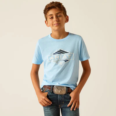 Ariat Boy's Vintage Hex Stripe T-Shirt - Frost Blue