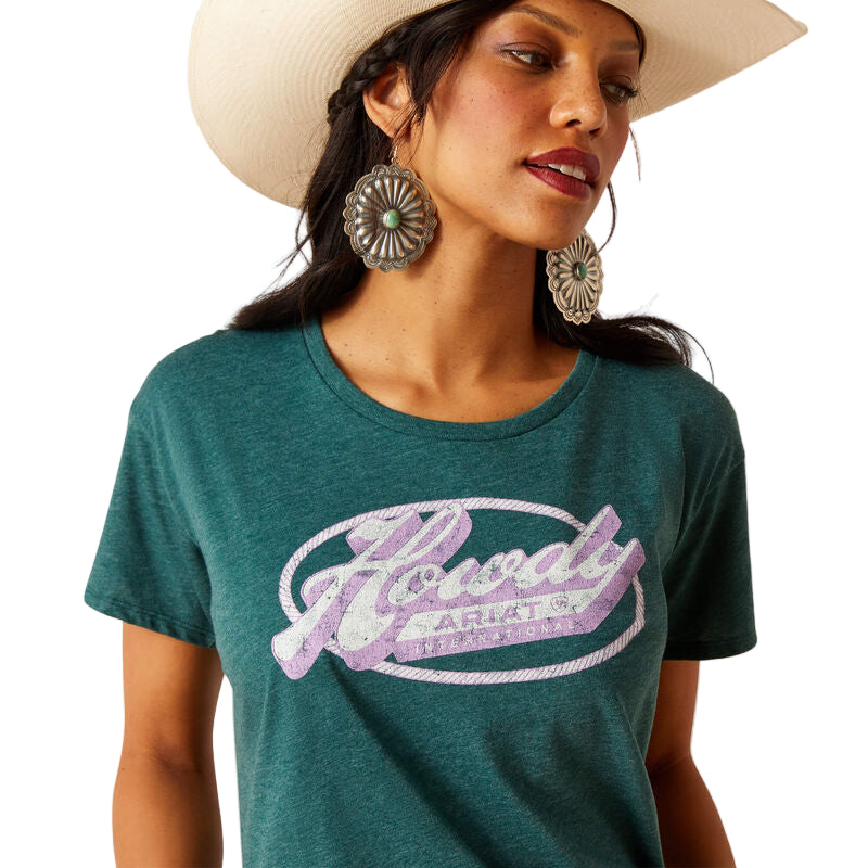 Ariat Women's Howdy Circle T-Shirt - Dark Teal Heather