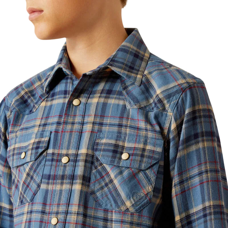Ariat Boy's Huntley Retro Long Sleeve Shirt - Copen Blue