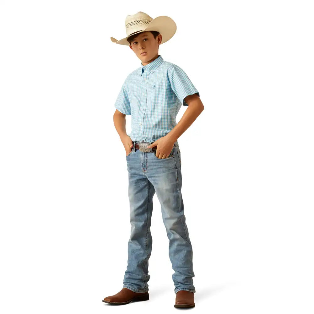 Ariat Boy's Pro Series Sloane Classic Fit Shirt - Light Blue