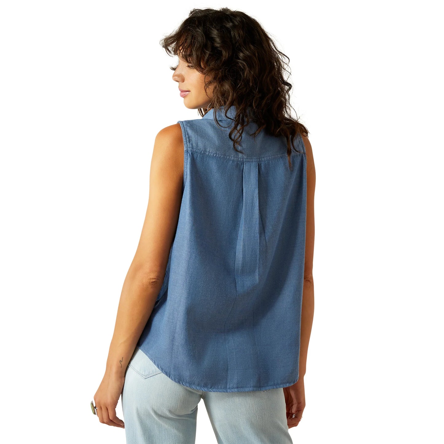 Ariat Women's Billie Jean Sleeveless Shirt - Light Blue Chambray