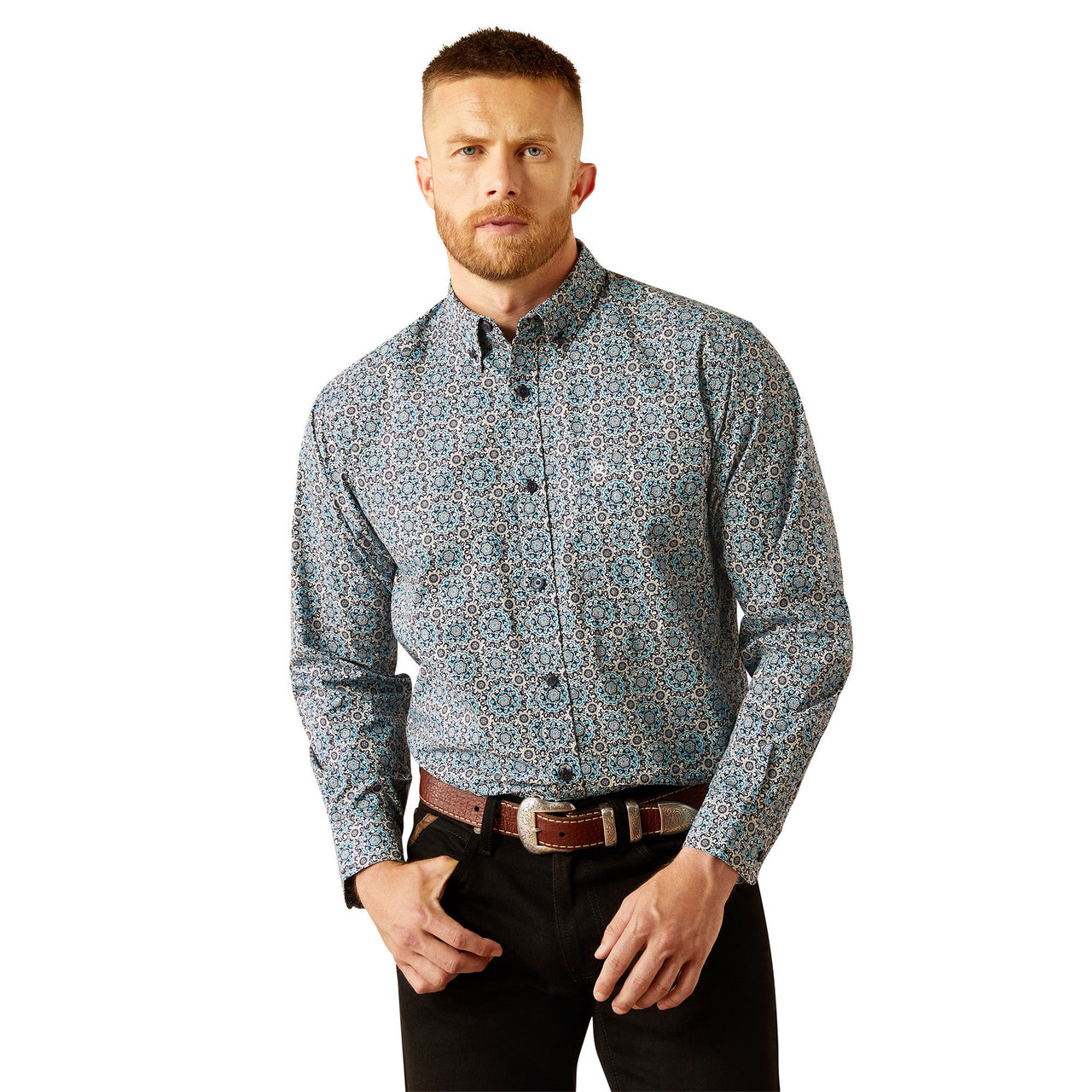 Ariat Men's Santiago Long Sleeve Classic Fit Shirt - Dark Teal