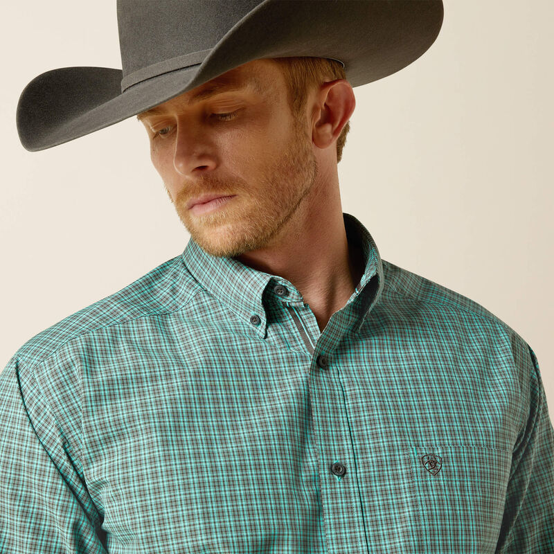 Ariat Men's Pro Series Brooks Classic Fit Long Sleeve Shirt - Aqua Blue