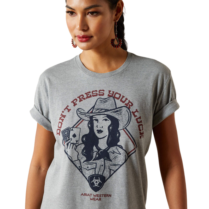 Ariat Women's Don't Press Your Luck Tee Shirt - Iceberg
