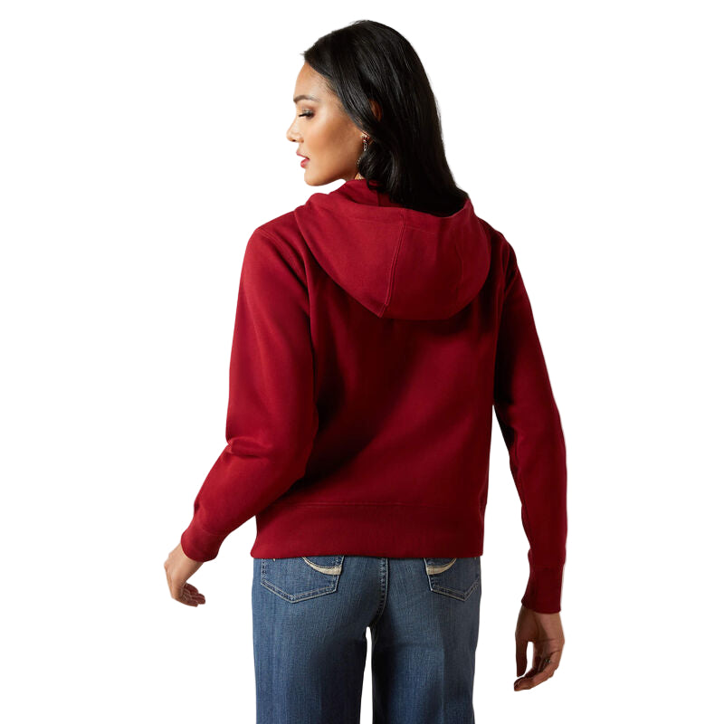 Ariat Women's Stitched Full Zip Hoodie - Biking Red