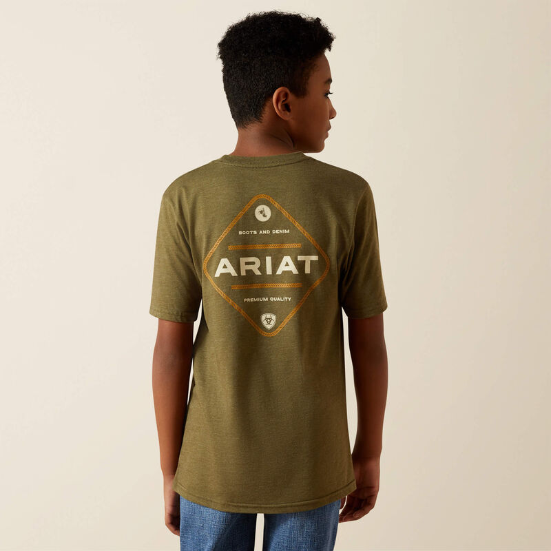 Ariat Boy's Ariat Roped Diamond Tee Shirt - Military Heather