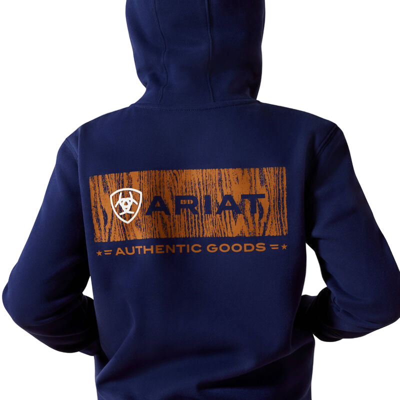 Ariat Boy's Woodshop Stack Hoodie - Navy