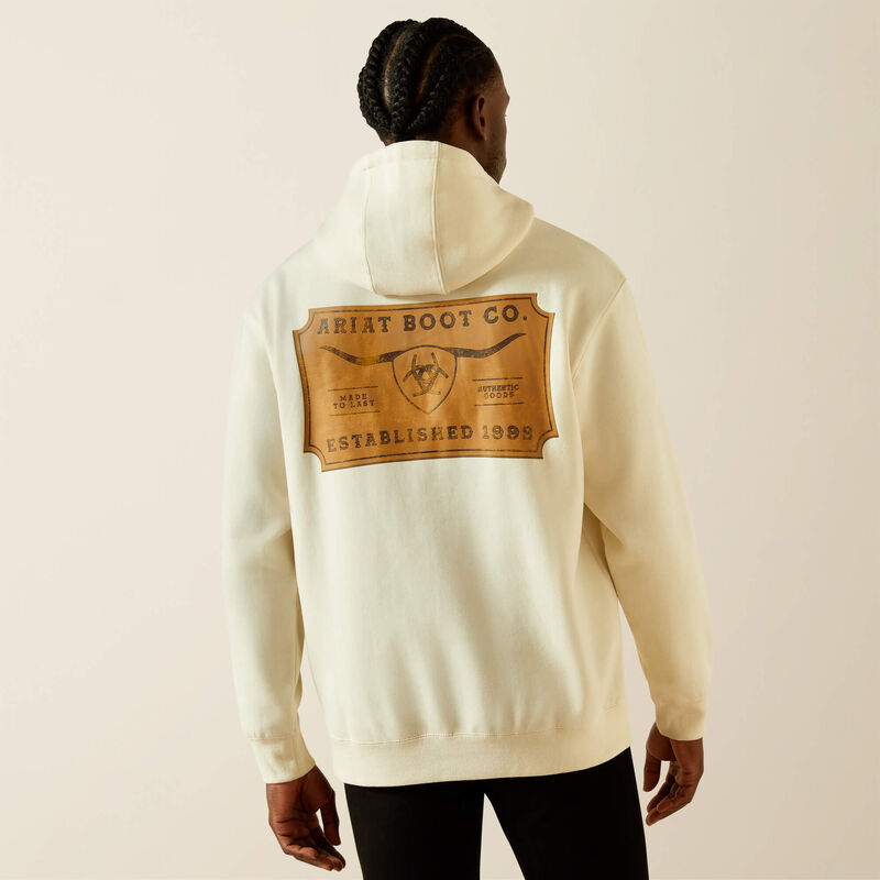 Ariat Men's Shield Steerhead Long Sleeve Hoodie- Oatmeal