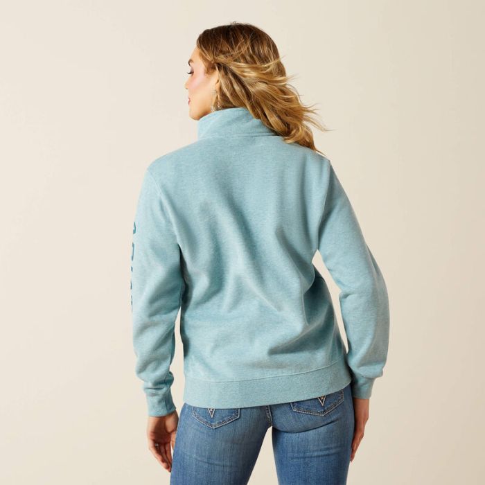 Ariat Women's 1/2 Zip Foundation Logo Sweatshirt - Teal Heather