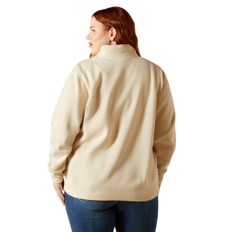 Ariat Women's Long Sleeve Denim & Supply 1/2 zip Sweatshirt - Oyster Grey