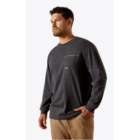 Ariat Men's Rebar Workman Brickyard LS Tee Shirt - Charcoal Heather