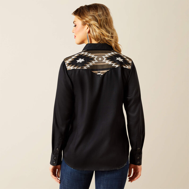 Ariat Women's Long Sleeve Dawn Western Shirt- Black
