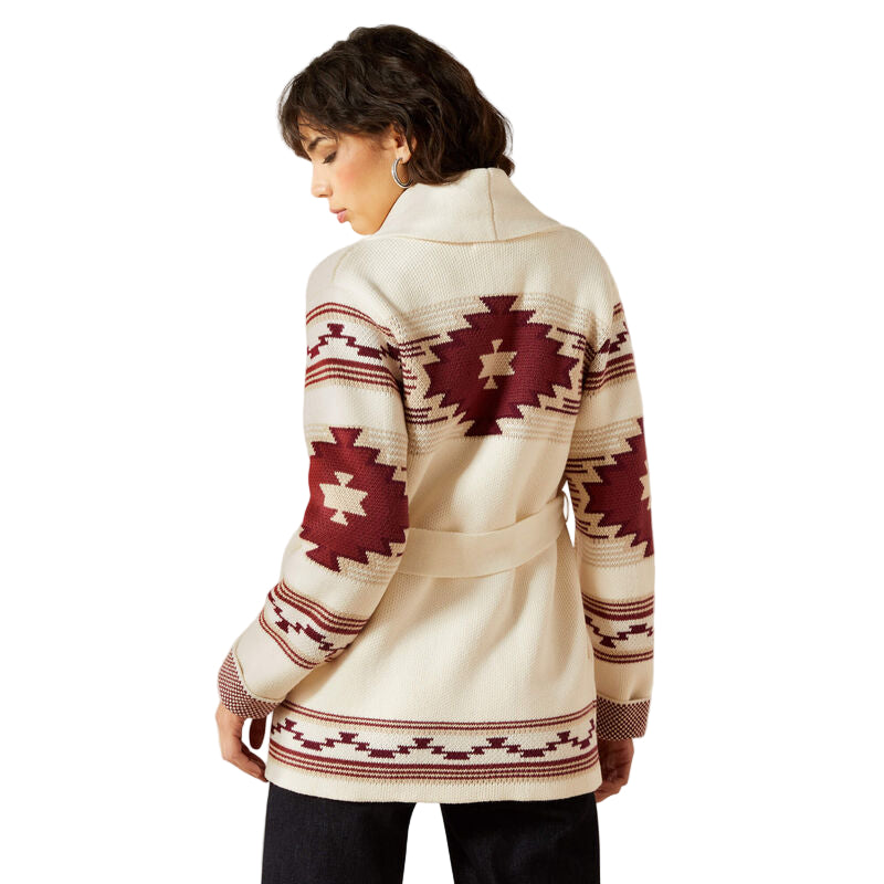 Ariat Women's Long Sleeve Westward Wrap Sweater - Cream Southwest Print