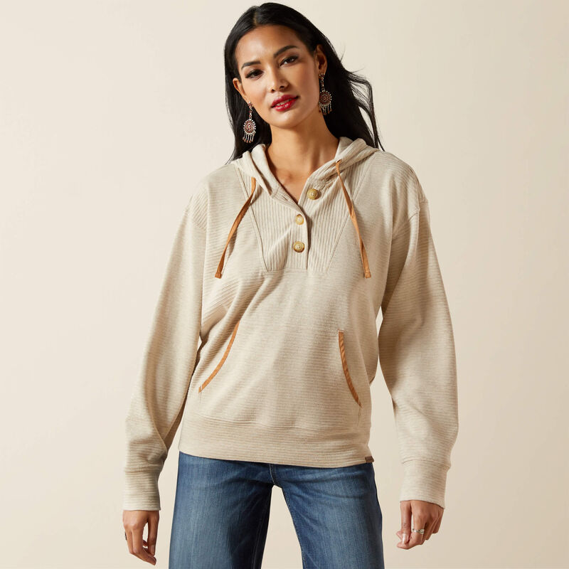Ariat Women's Long Sleeve Ottoman Hoodie- Oatmeal Heather