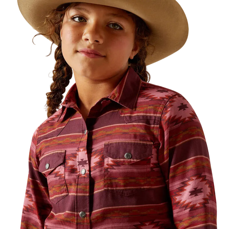 Ariat Girl's Long Sleeve Western Jewel Shirt - Rosa Southwest