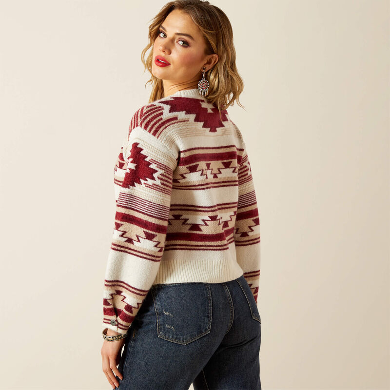 Ariat Women's Macao Long Sleeve Cropped Sweater- Macao Jaquard