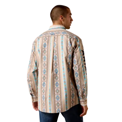 Ariat Men's Team Westlee Classic Fit Long Sleeve Shirt - Khaki/Turquoise