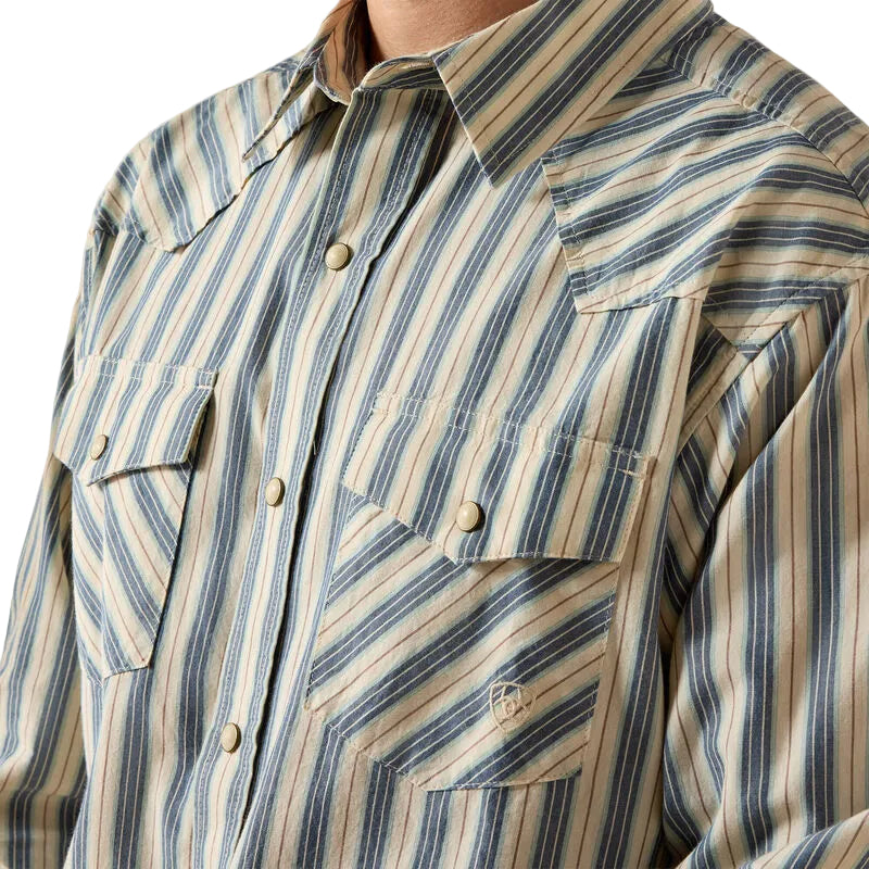 Ariat Men's Long Sleeve Retro Fitted Shirt - White Swan Stripe
