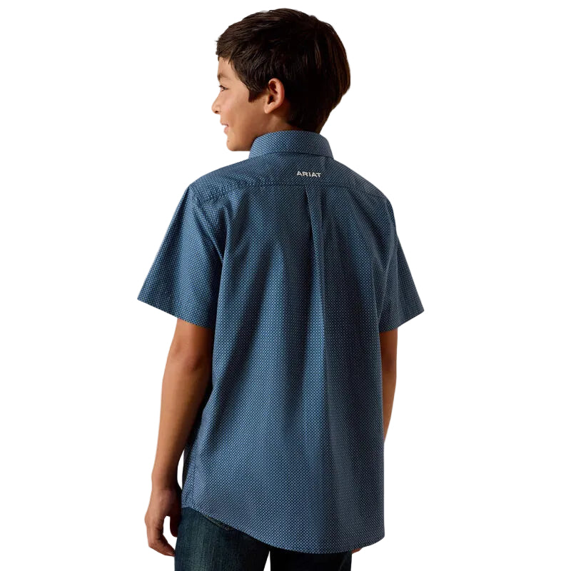 Ariat Boy's Storm Mini Geo Print Short Sleeve Shirt - Key Largo