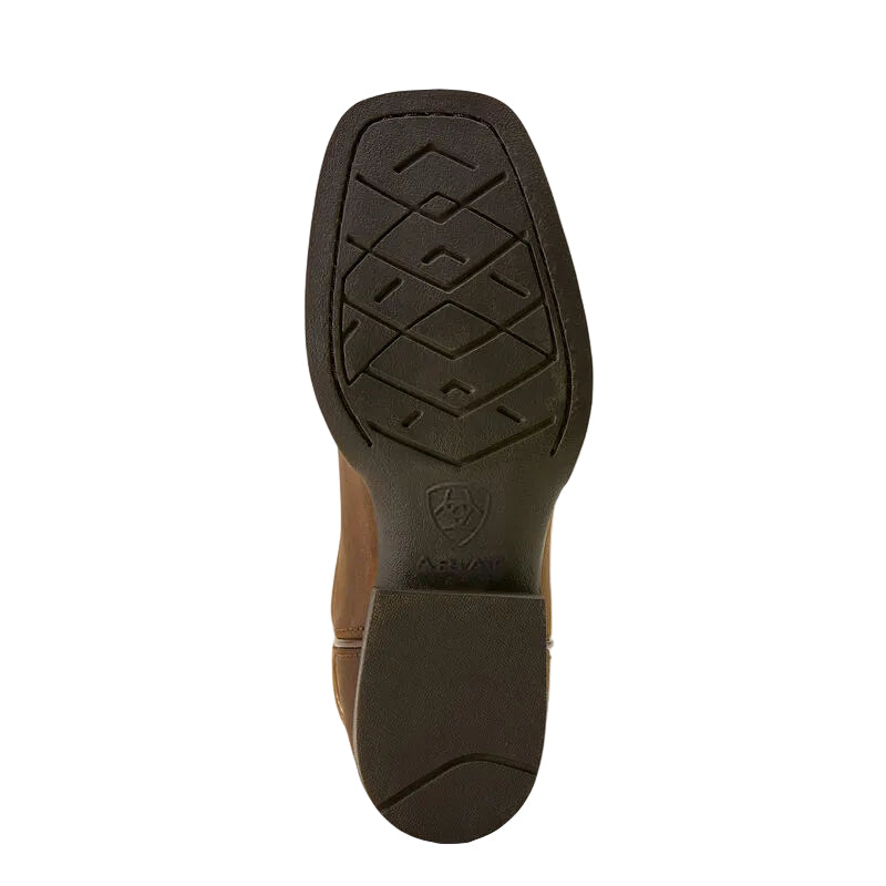 Ariat Youth Deer Ridge Wide Square Toe Western Boot- Distressed Brown