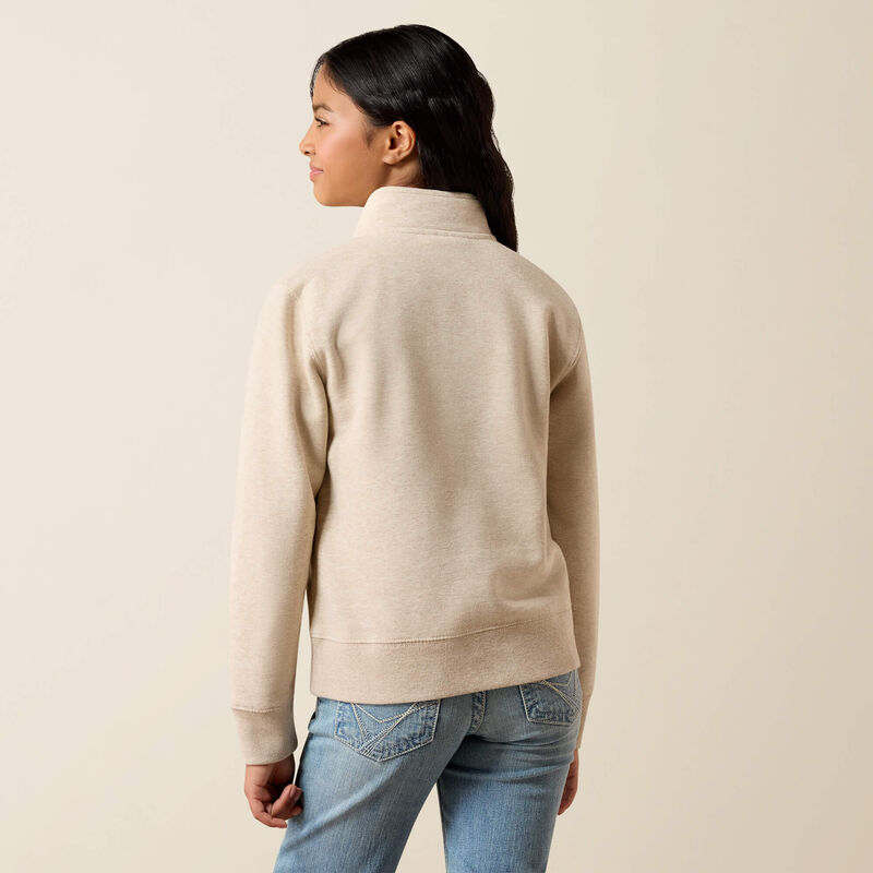 Ariat Youth Running Wild 1/4 Zip Sweatshirt - Oatmeal Heather
