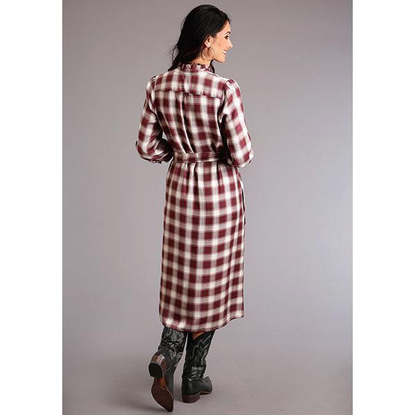 Stetson Apparel Women's Long Sleeve Shirt Dress- Wine