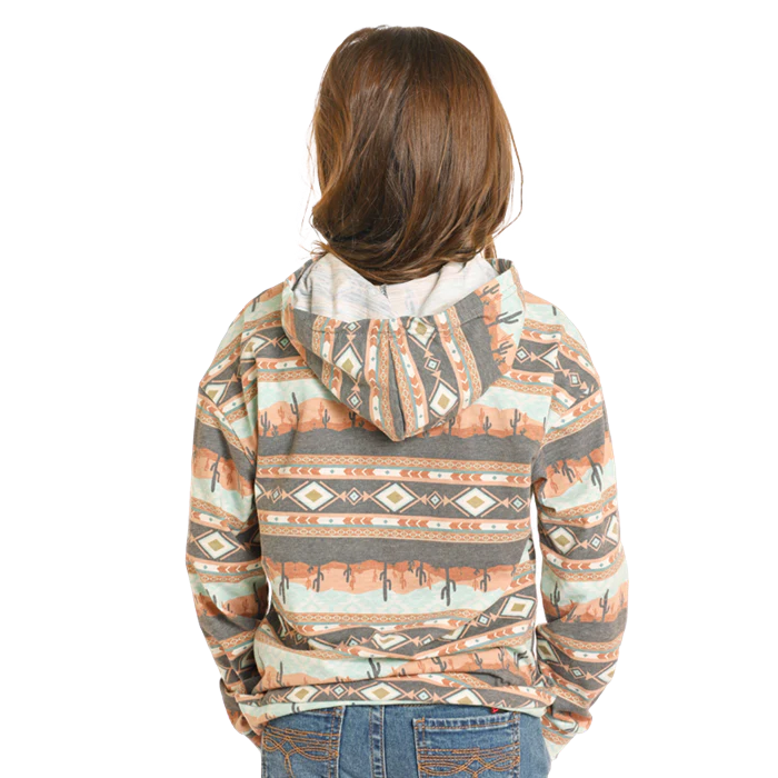 Panhandle Girl's Scenery Long Sleeve Print Hoodie - Camel