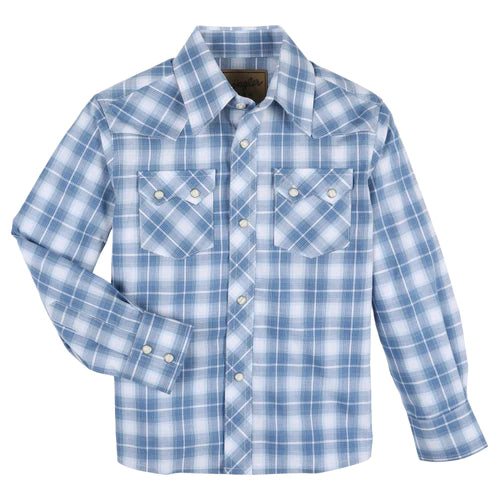 Wrangler Boy's Retro Core LS Shirt - Blue