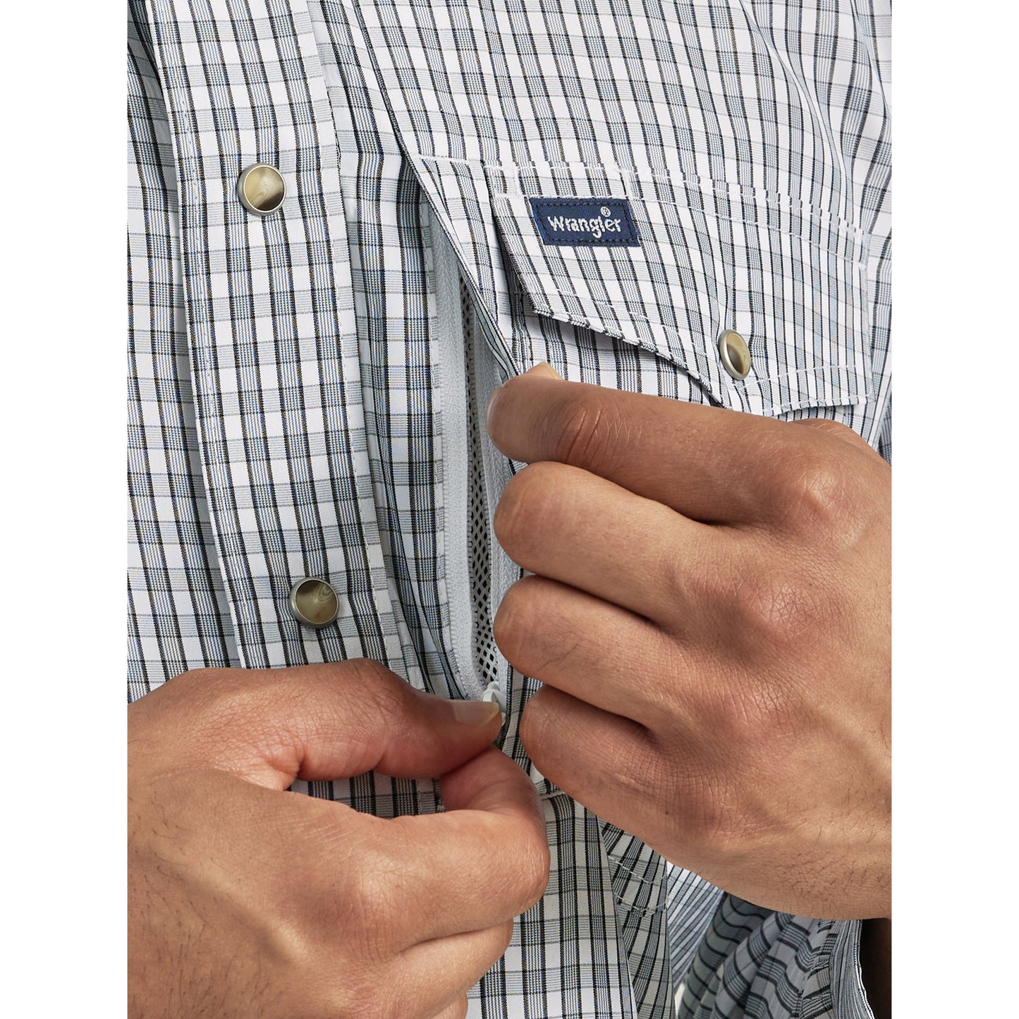 Wrangler Men's Western Plaid Long Sleeve Shirt - Navy