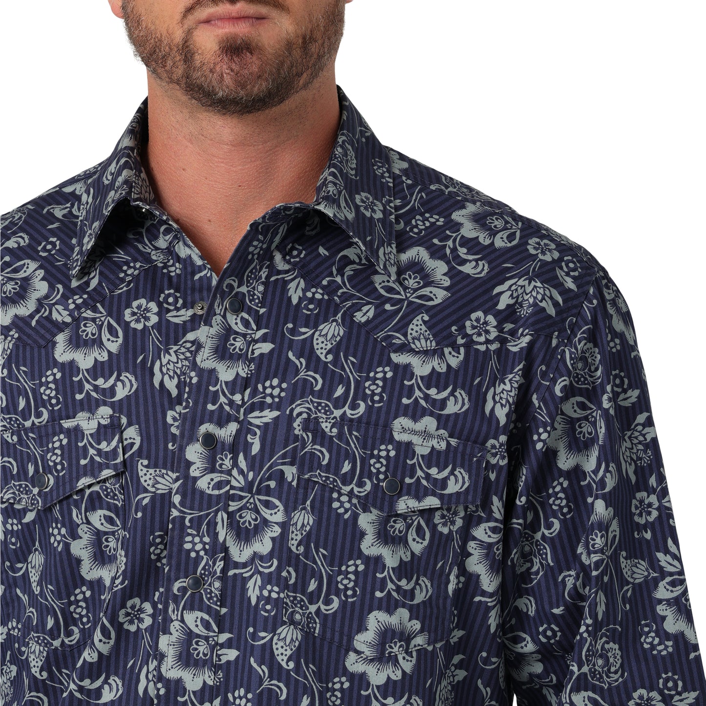 Wrangler Men's Coconut Cowboy Long Sleeve Shirt - Navy