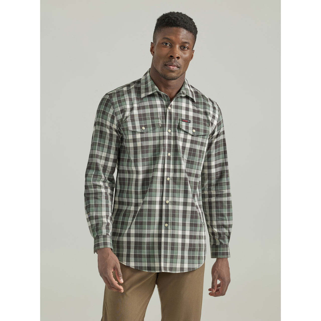 Wrangler Men's ATG Long Sleeve Utility Plaid Shirt - Green
