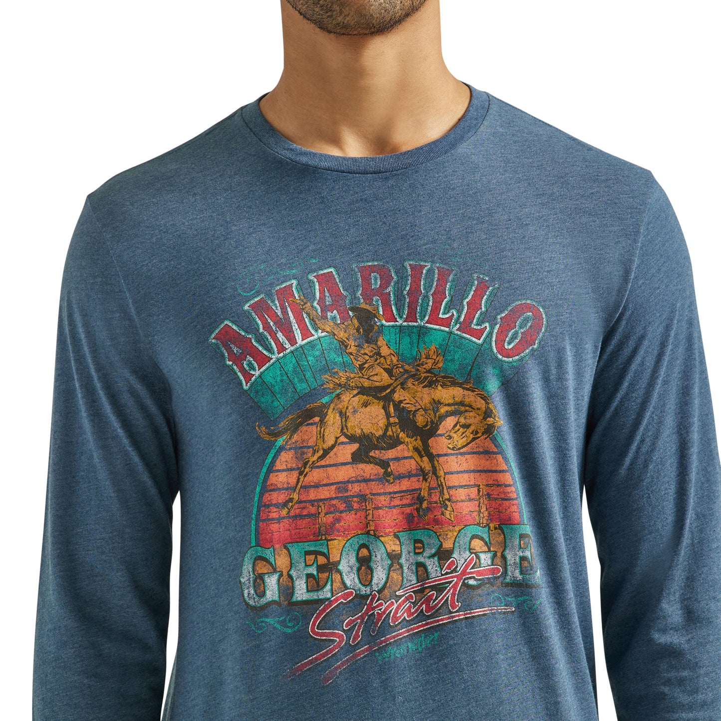 Wrangler Men's George Strait Long Sleeve T-Shirt - Heather Teal