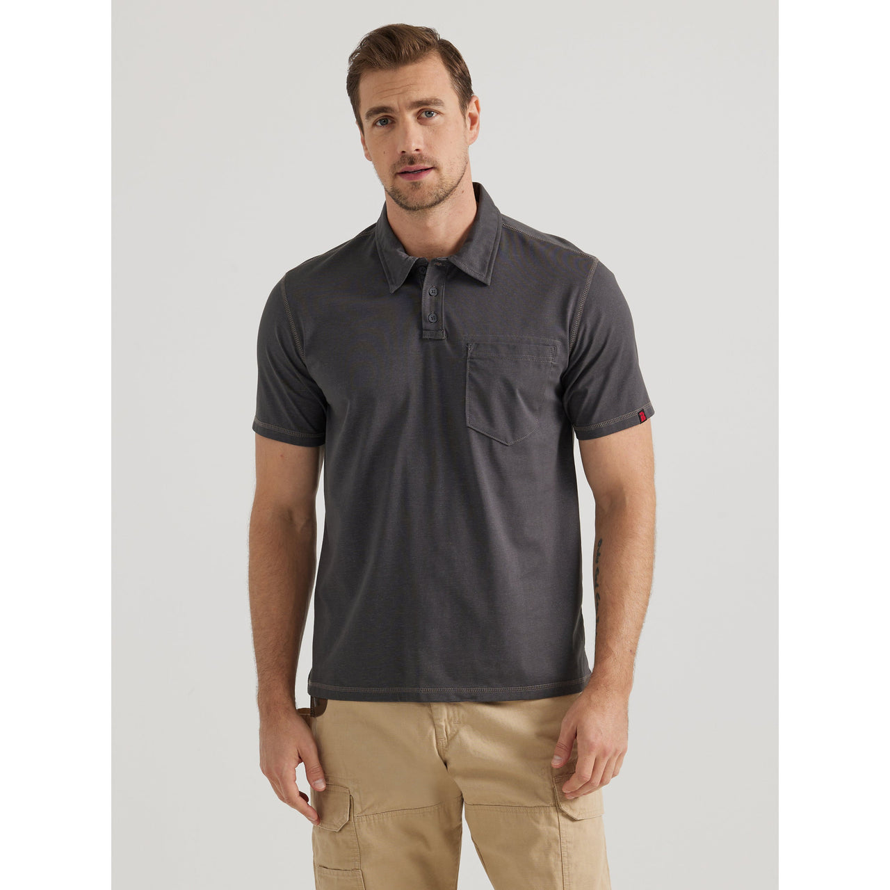 Wrangler Men's Riggs Performance Knit Short Sleeve Polo Shirt - Grey