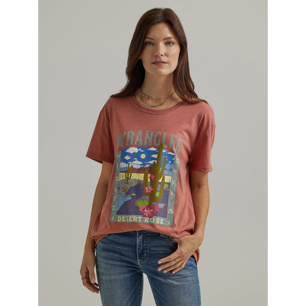 Wrangler Women's Desert Rose Short Sleeve Boyfriend Tee - Rust